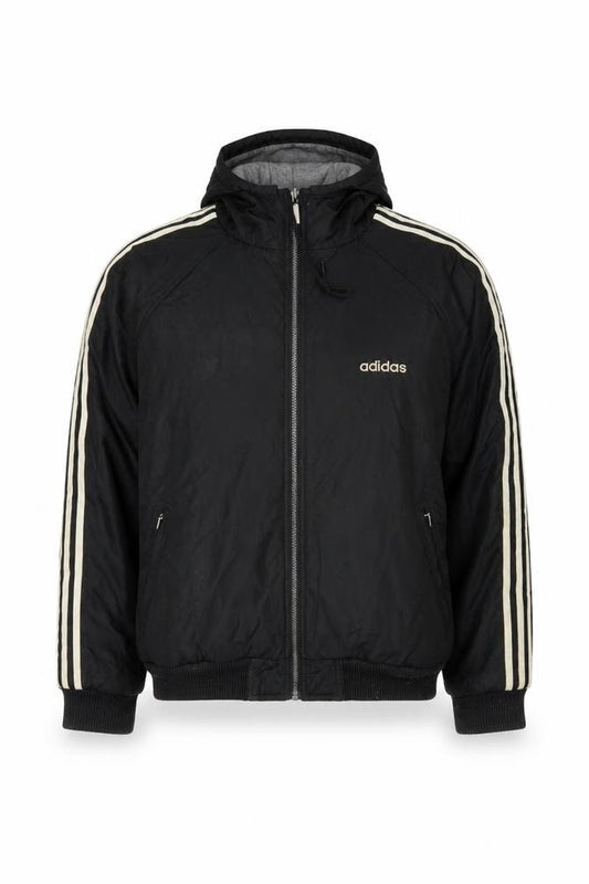 Adidas Men's Black L Hooded Full Zip Bomber Jacket 44in