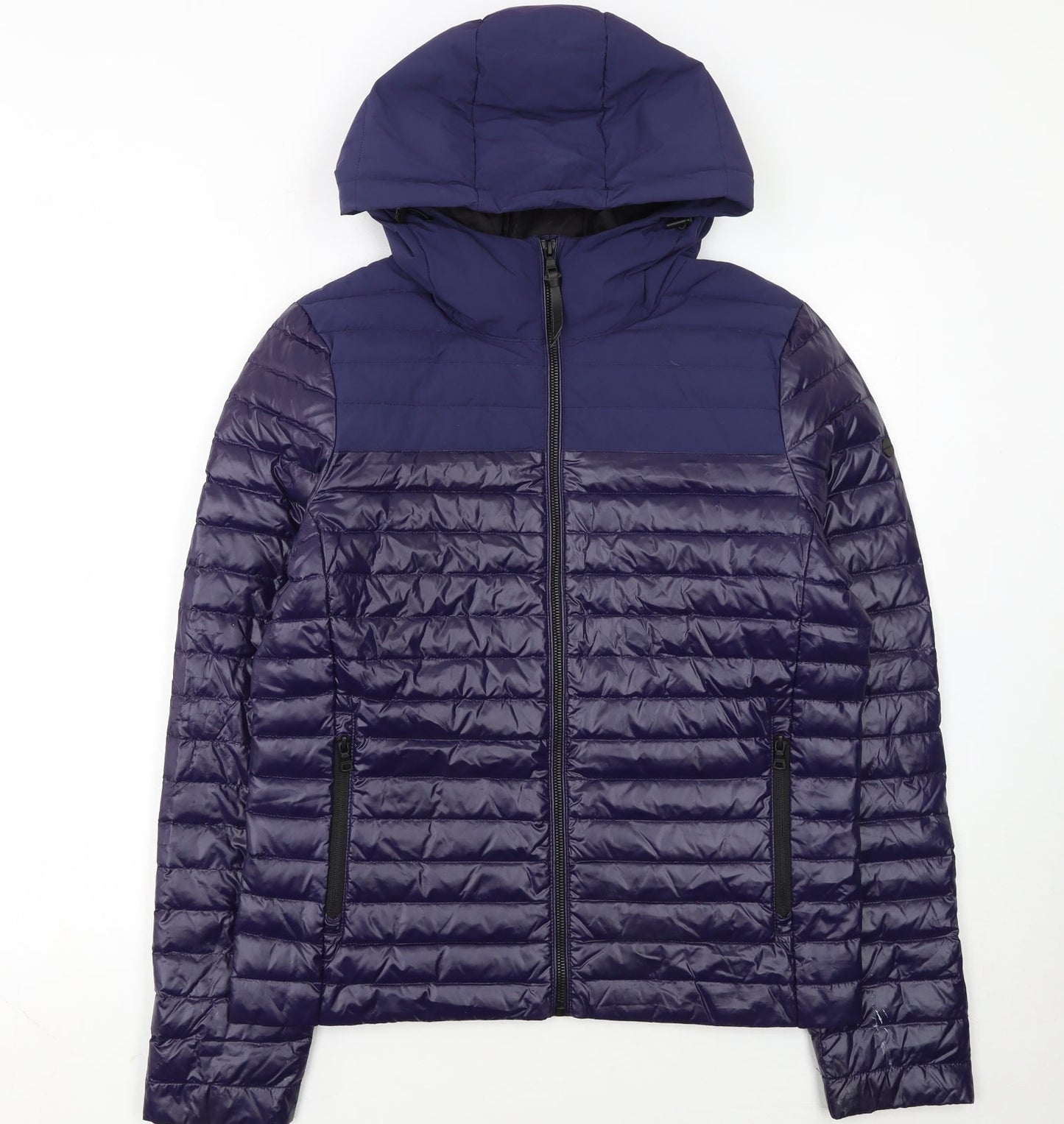 Superdry Womens Blue Hooded Puffer Jacket Size 14