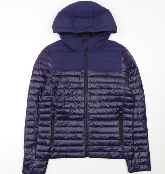 Superdry Womens Blue Hooded Puffer Jacket Size 14