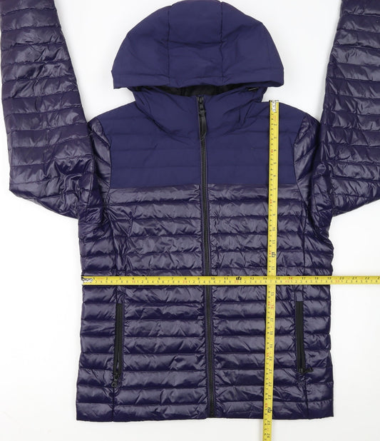 Superdry Womens Blue Hooded Puffer Jacket Size 14