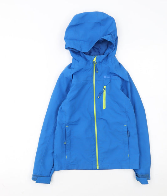 Mountain Warehouse Boys Blue Waterproof Hooded Rain Jacket 7-8 Years