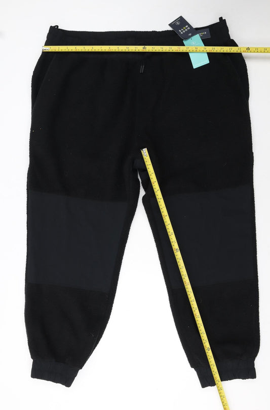 Marks and Spencer Men Black 3XL Fleece Joggers with Zip Pockets