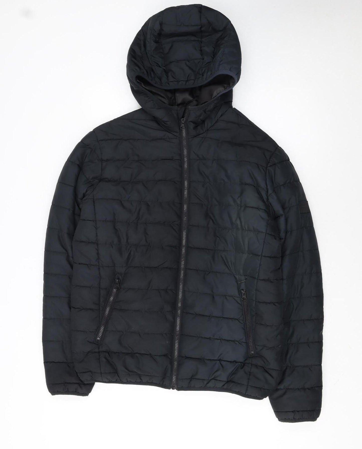 Jack & Jones Men's Black Hooded Puffer Jacket Size M
