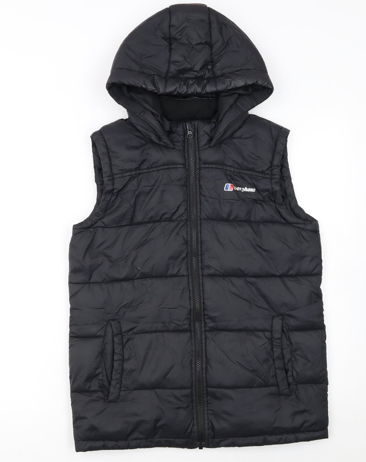 Berghaus Boys Black Hooded Puffer Bodywarmer 13 Years Mid-Length