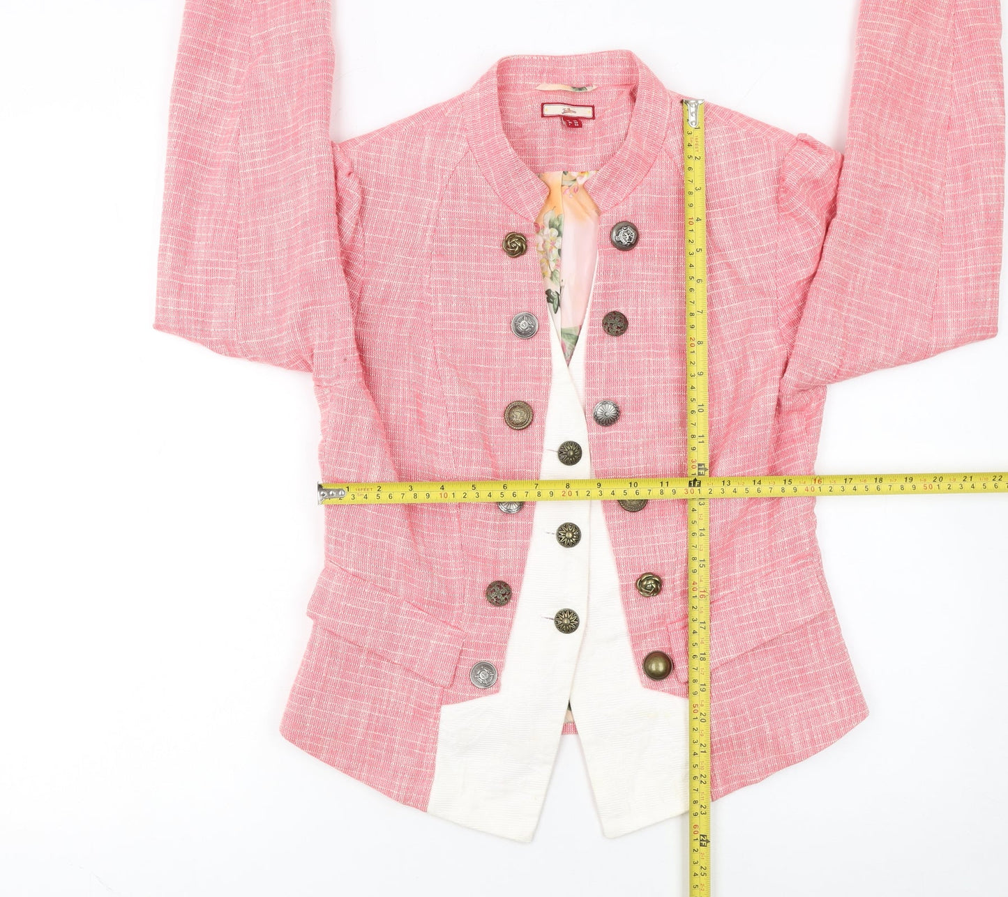 Joe Browns Pink Woven Suit Jacket Women Size 12 Tailored Blazer