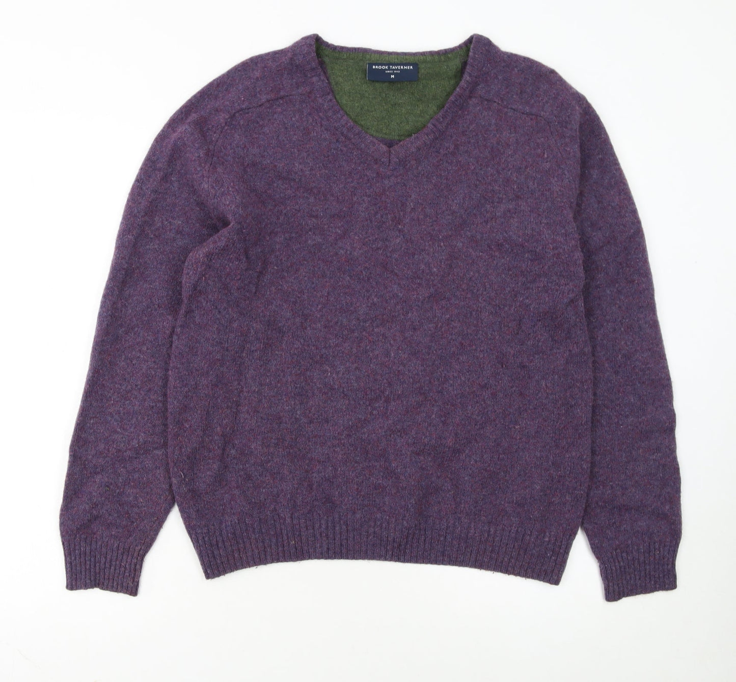 Brook Taverner Men’s Purple Lambswool V-Neck Jumper Size M
