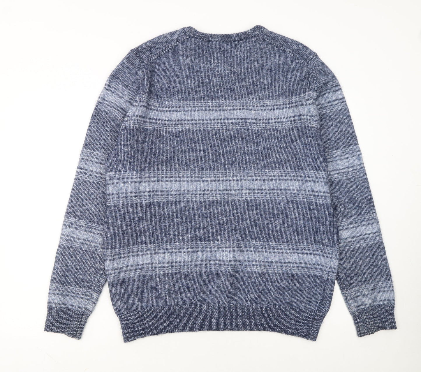 Marks and Spencer Mens Blue Striped Knit Pullover Jumper L