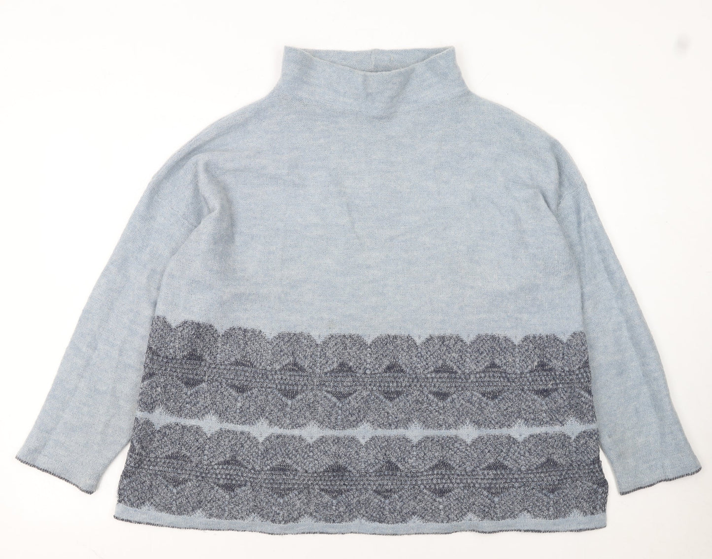 Marks and Spencer Women Blue High Neck Wool Blend Jumper Size 20