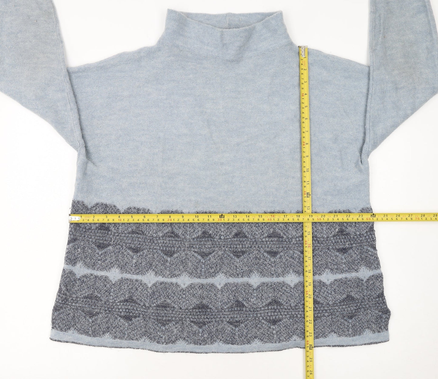 Marks and Spencer Women Blue High Neck Wool Blend Jumper Size 20
