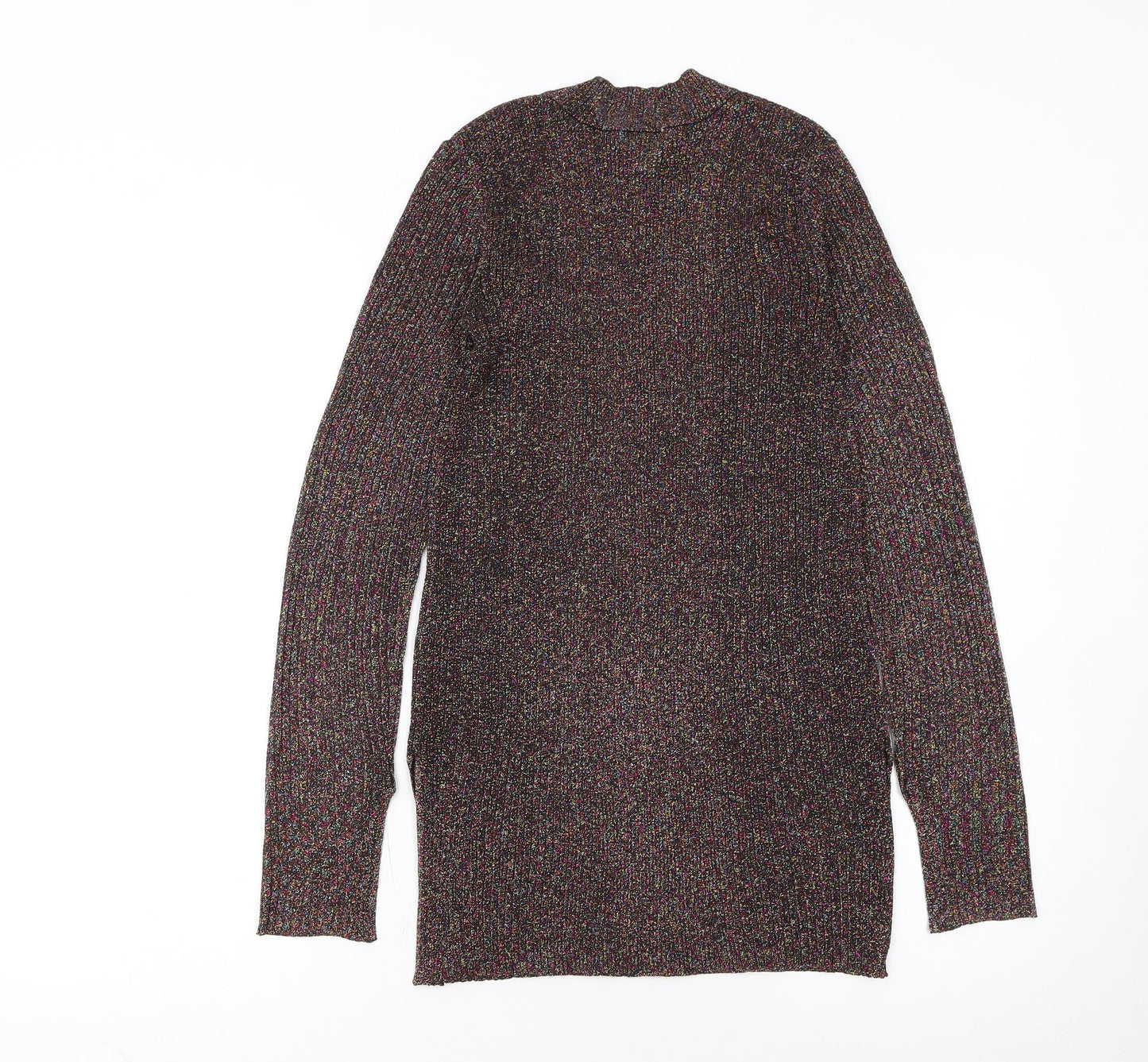 H&M Women Multicoloured Glitter Knit Crew Neck Jumper Size 10