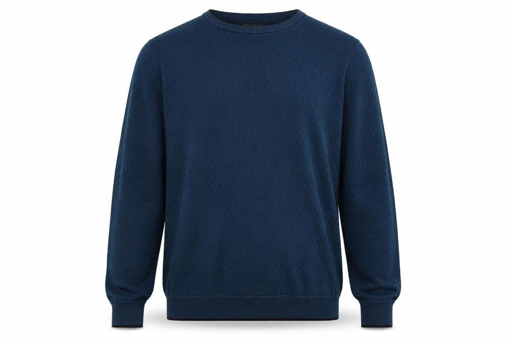 Marks & Spencer Men's Blue Waffle-Knit Cotton Jumper L