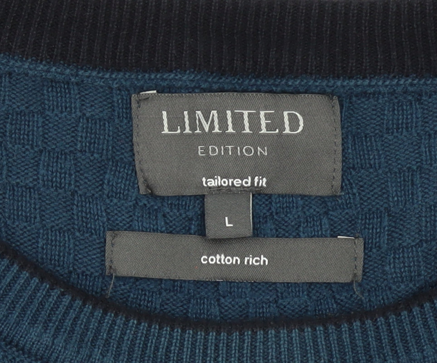 Marks and Spencer Men's Blue Waffle-Knit Cotton Jumper L