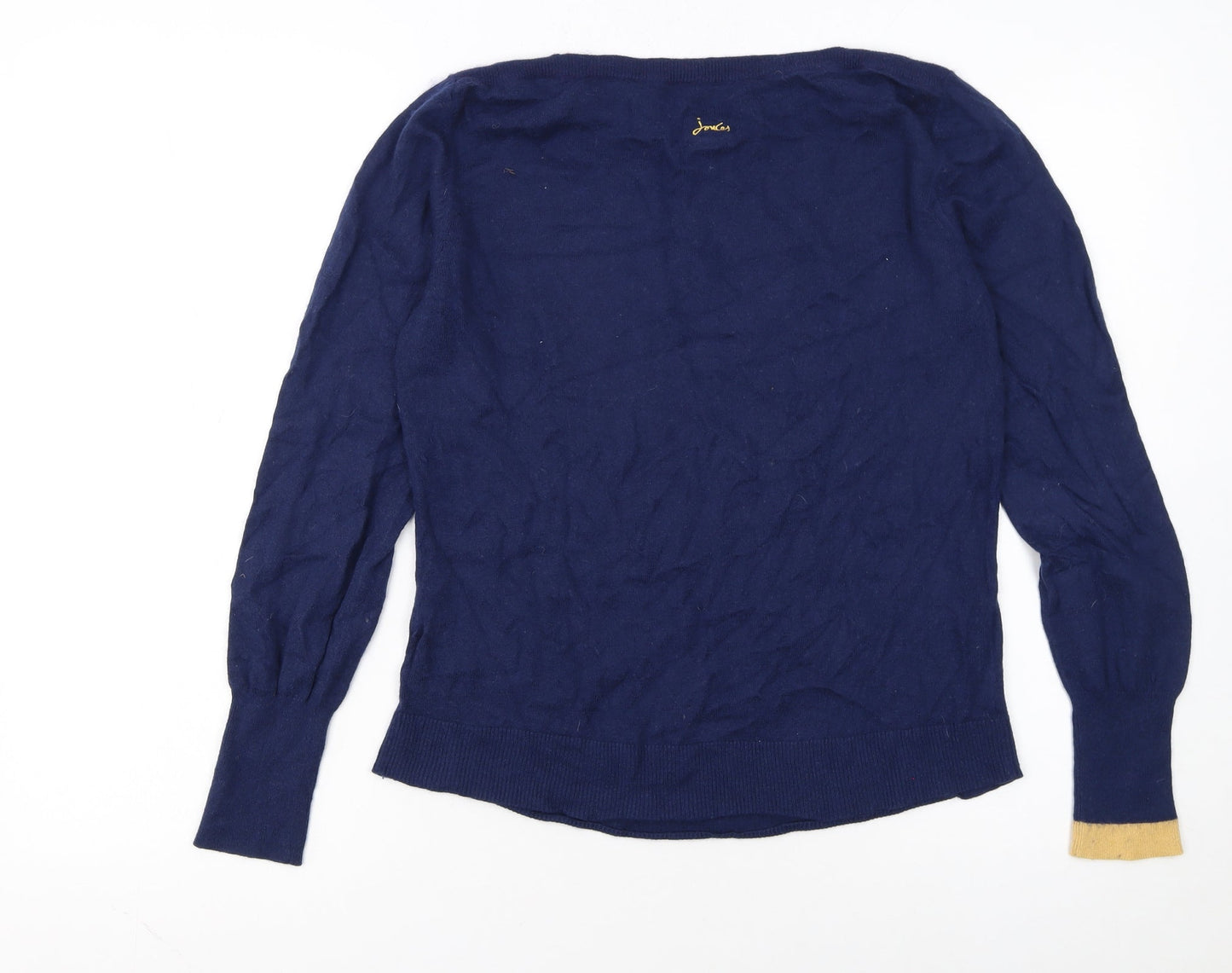 Joules Women's Blue Dog Crew Neck Wool Blend Jumper Size 14