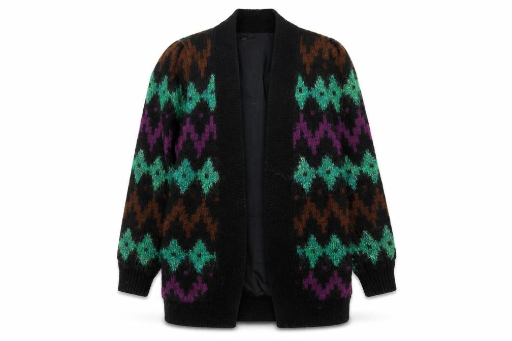 Laura Jarani Womens Multicoloured Wool Mohair Geometric Cardigan Size 12