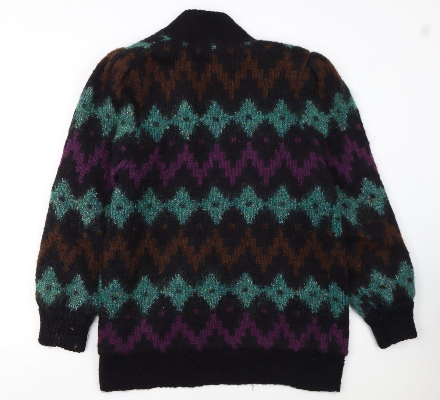 Laura Jarani Womens Multicoloured Wool Mohair Geometric Cardigan Size 12