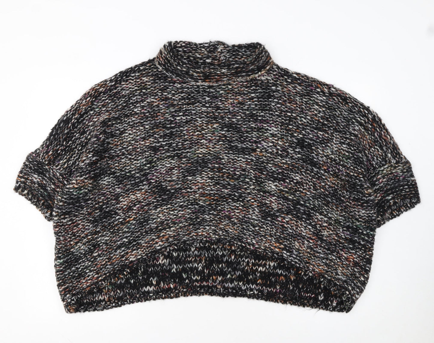 Zara Women Multicoloured Chunky Knit Roll Neck Short Sleeve Jumper Size M