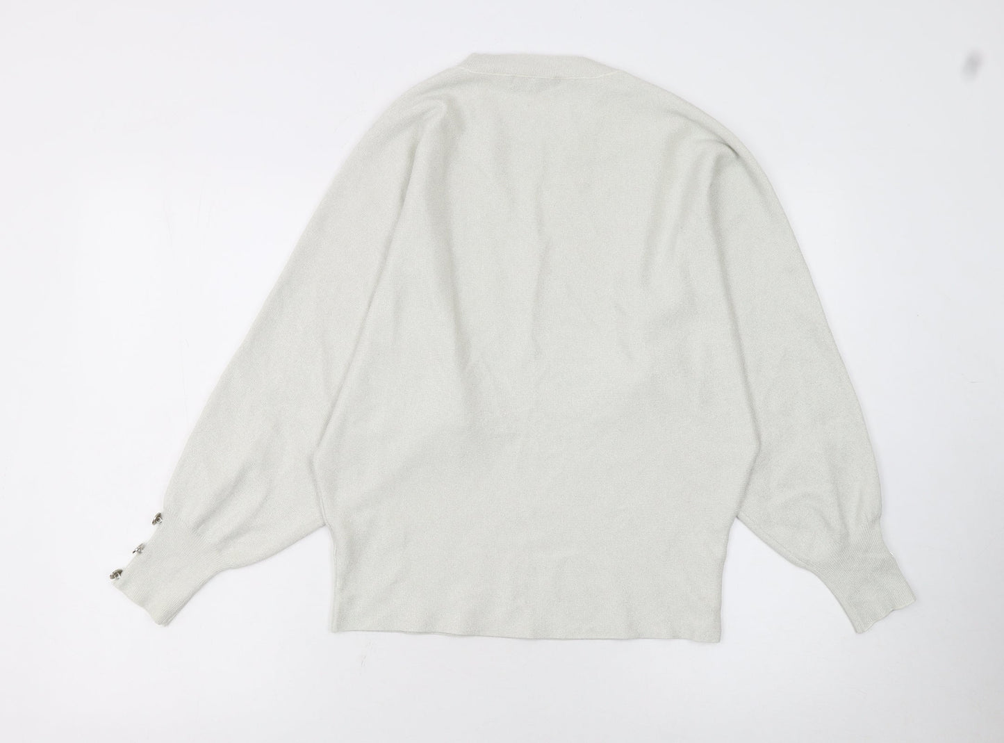 MITZY Women's Ivory Relaxed Fit Crew Neck Knit Jumper Size S