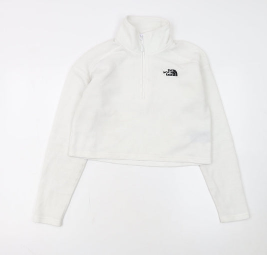 The North Face Womens White Fleece 1/2 Zip Pullover Sweatshirt Size S