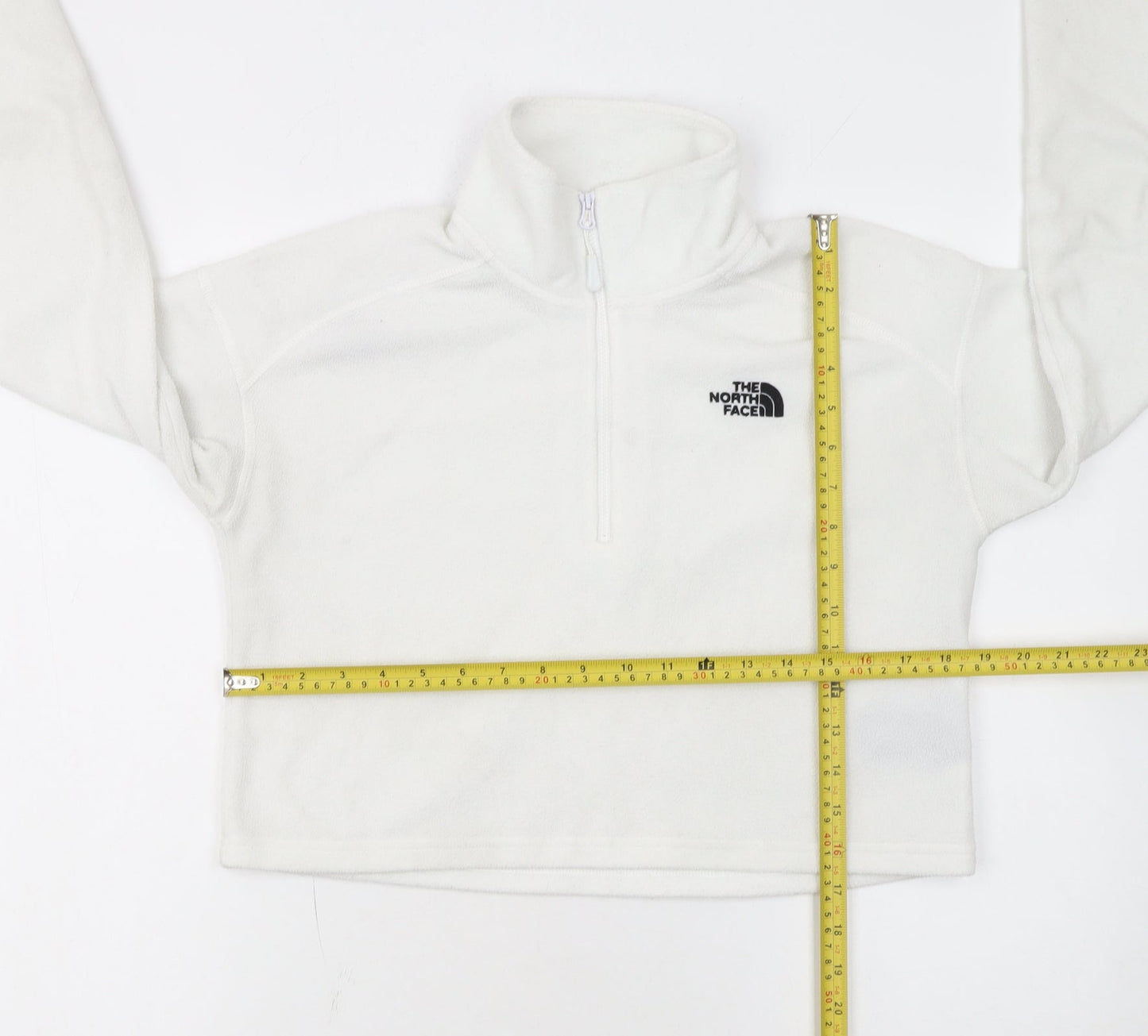 The North Face Womens White Fleece 1/2 Zip Pullover Sweatshirt Size S