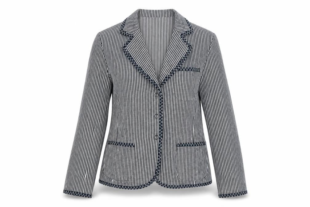 Talbots Women's Black Striped Stretch Cotton Blazer Jacket Size 8