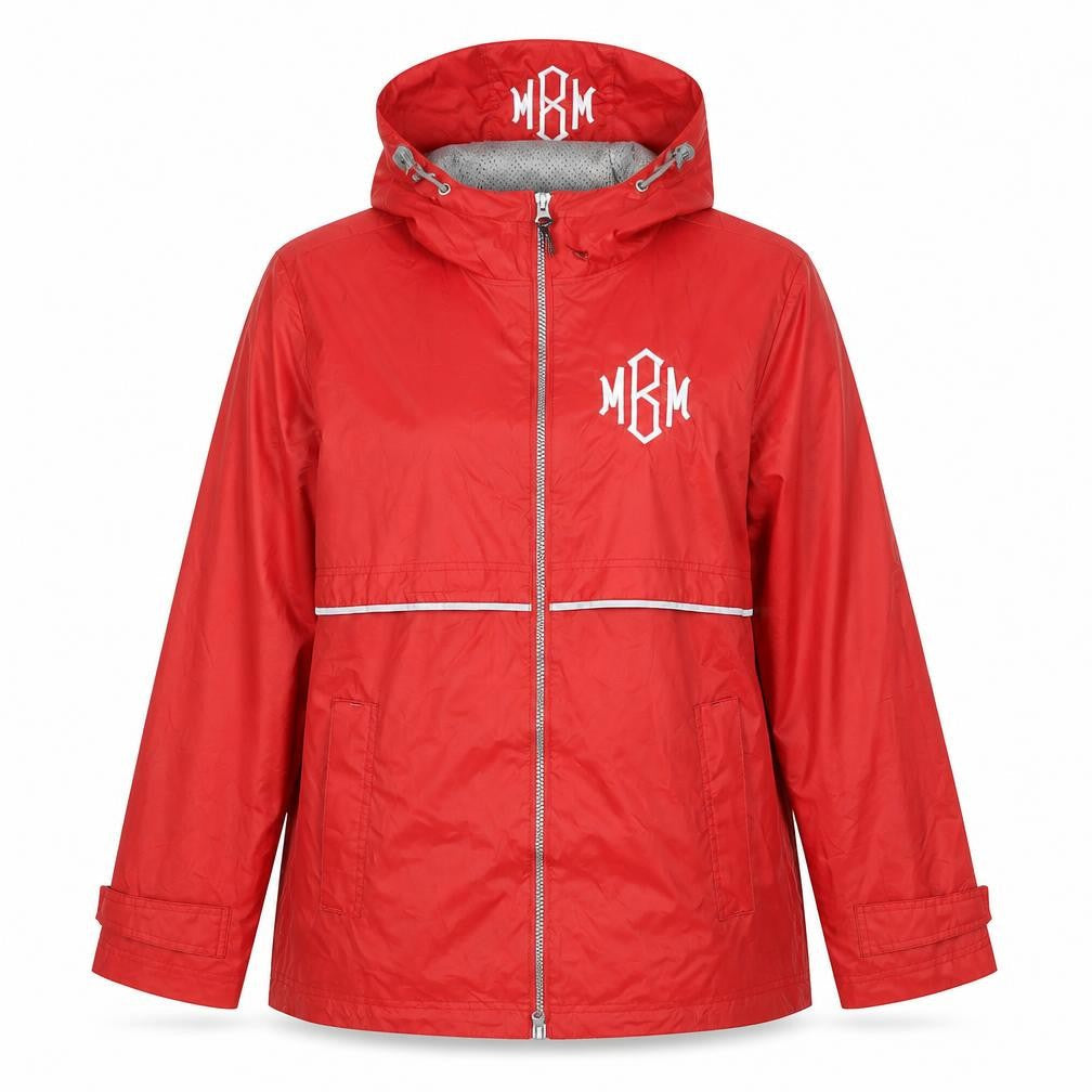 Charles River Apparel Womens Red Hooded Rain Coat Jacket Size M