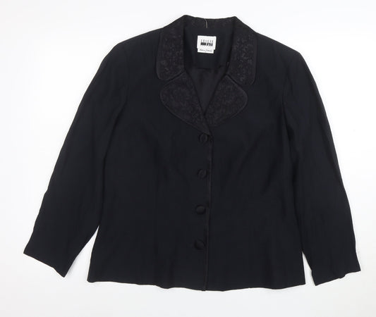 Leslie Fay Women Black Size 16 Single-Breasted Blazer Jacket