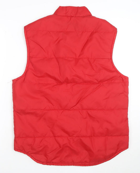 Sears Women's Red Puffer Waistcoat M Quilted Sleeveless Zip Jacket