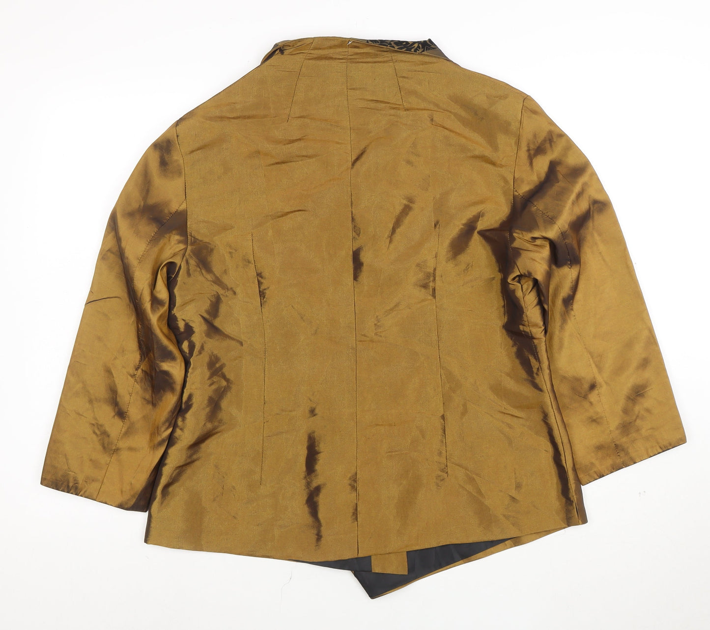 WEI NA SI Women Brown Asymmetric Satin Shawl Collar Blazer UK 18