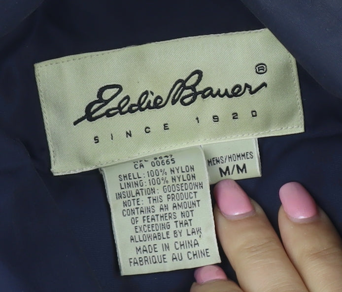 Eddie Bauer Mens Blue M Mid-Length Puffer Jacket Down Insulated