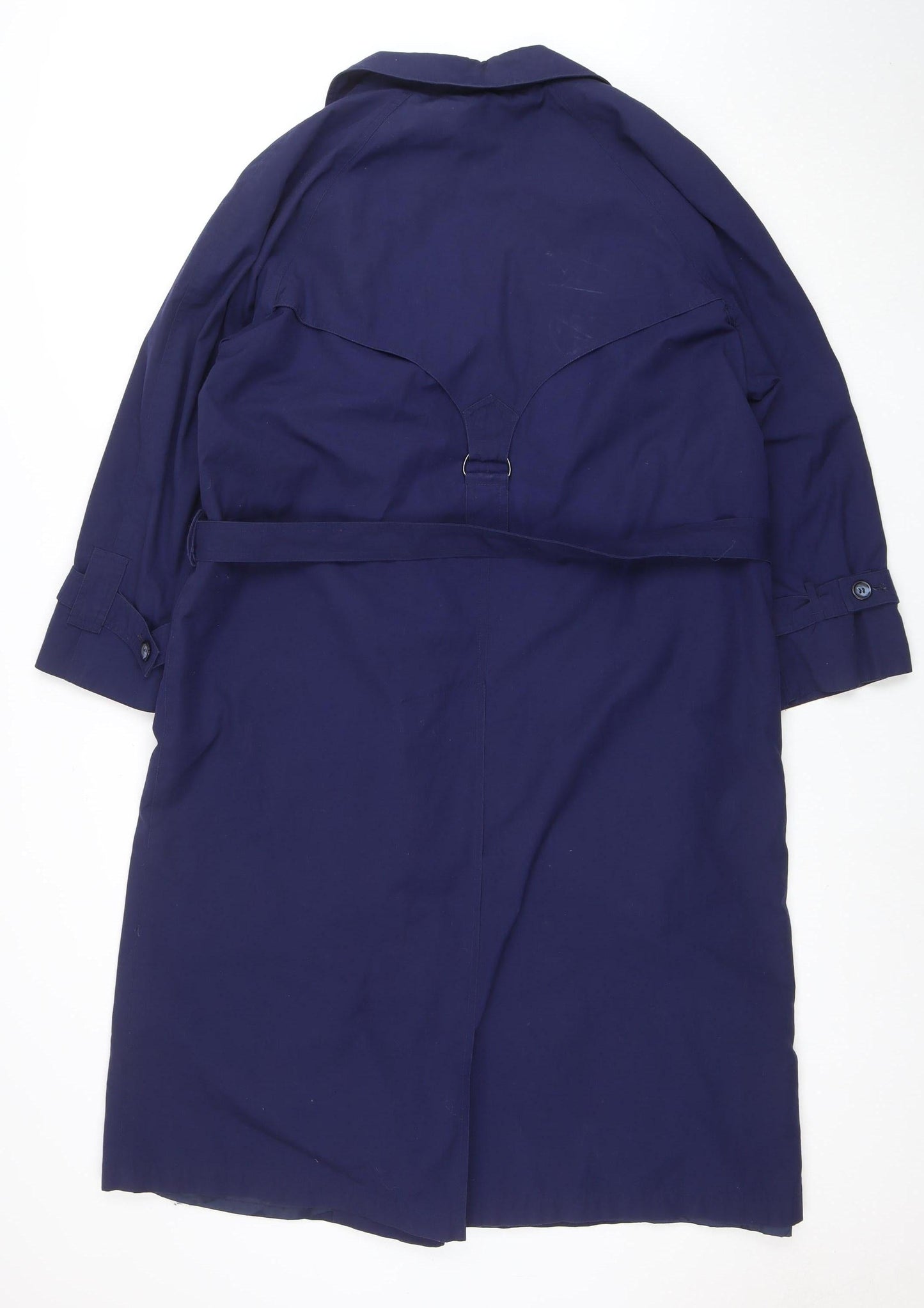 Tradition Sears Women's Blue Petites 6 Long Trench Coat Belted Nylon