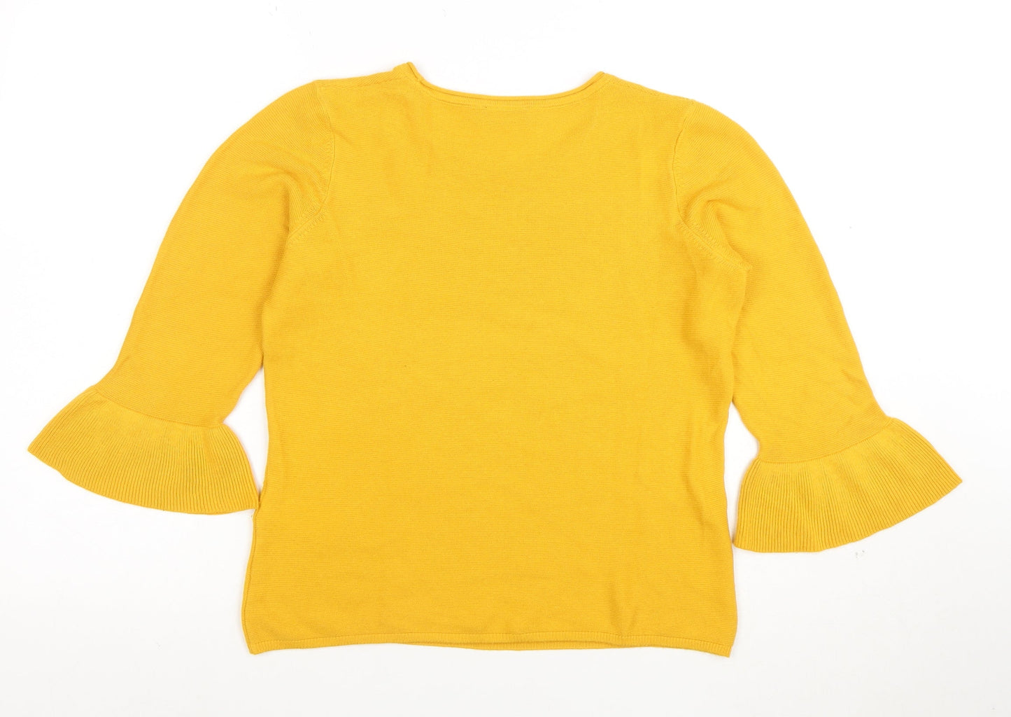 TR Women Yellow Bell Sleeve Jumper Size 10 Cotton Blend Knit