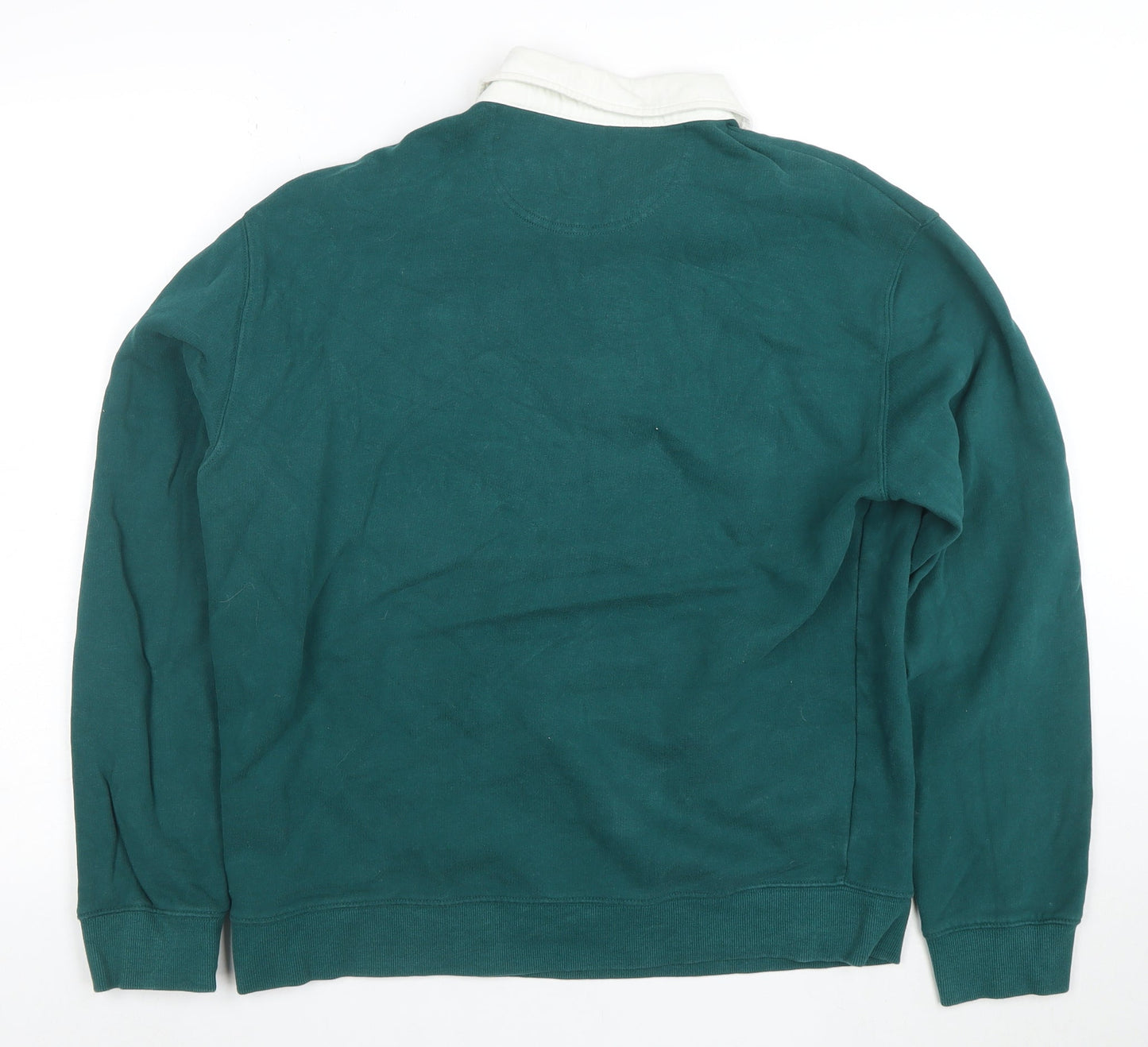 Marks and Spencer Mens Green Relaxed Fit Long Sleeve Polo M