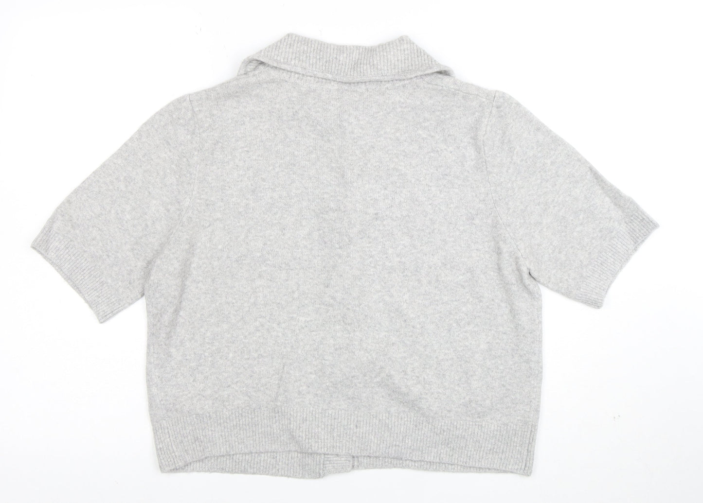 Marks and Spencer Women Grey M Cardigan Short Sleeve Button Knit