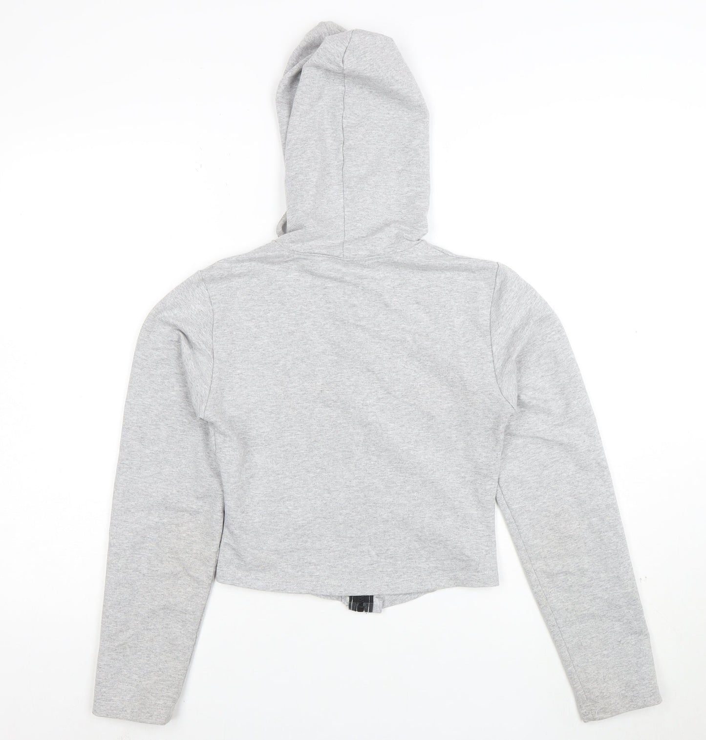 Boohoo Womens Grey Full Zip Hoodie UK 8 Cotton Blend Lightweight Casual
