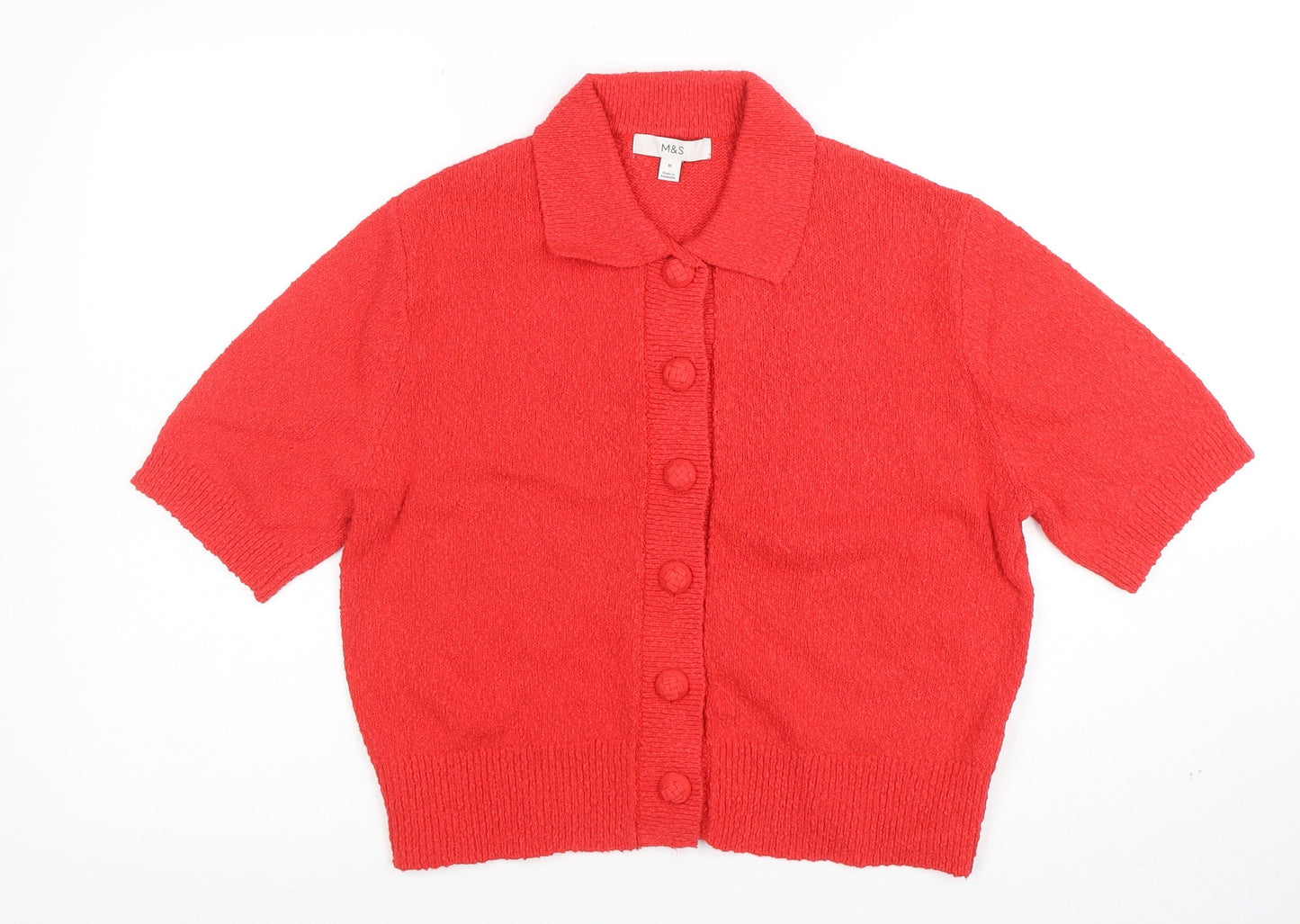 Marks and Spencer Womens Red Short Sleeve Button Cardigan M