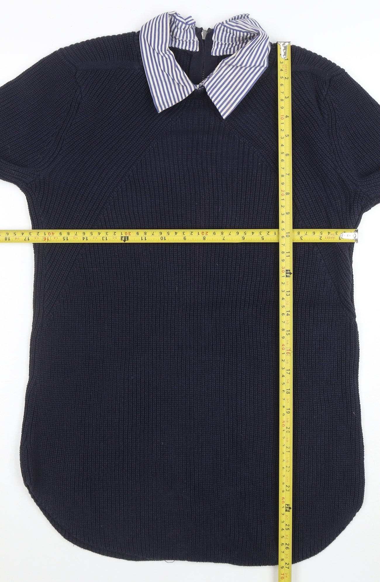 Next Women’s Blue Collared Knit Cotton Jumper Size 10