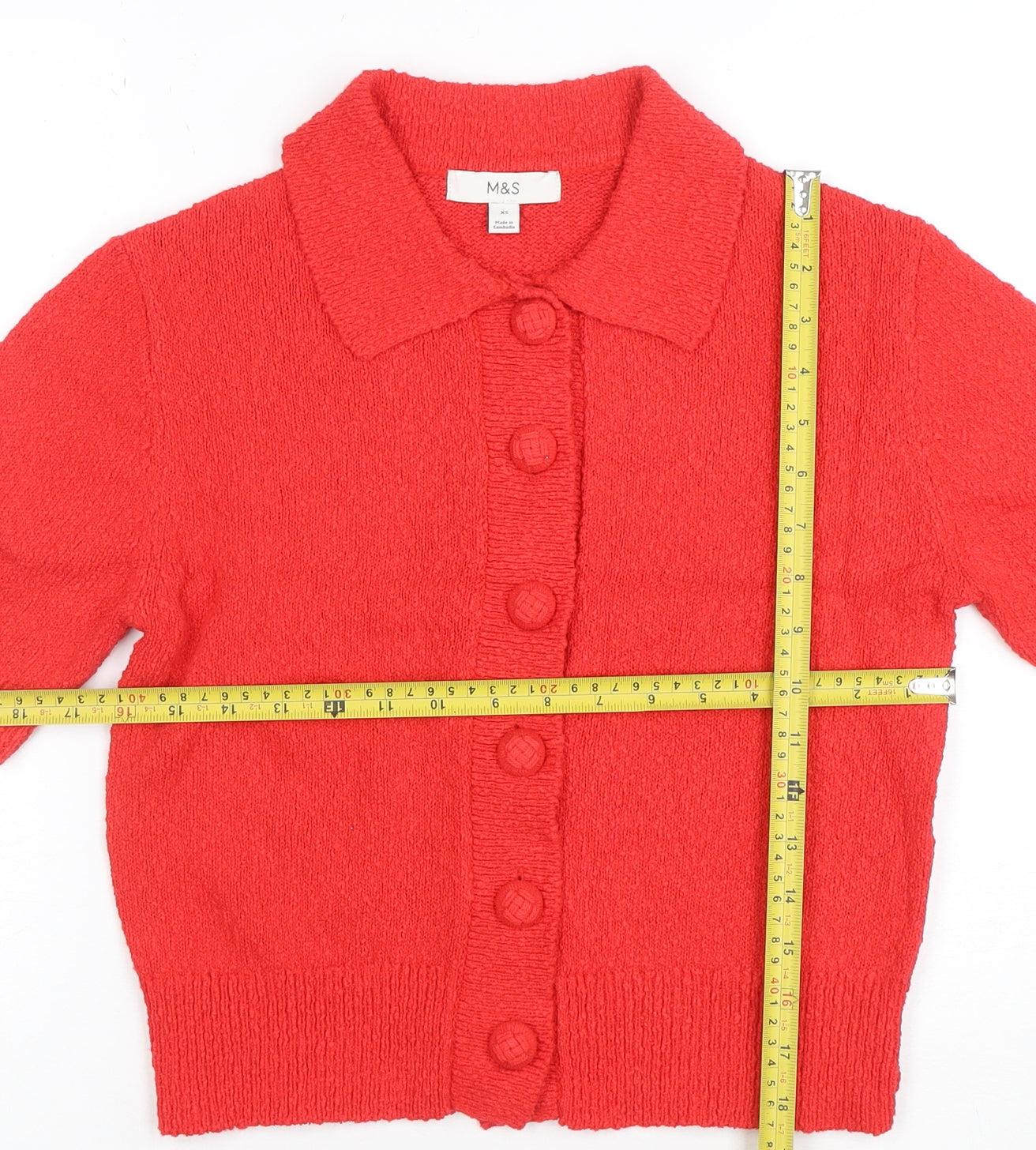 Marks and Spencer Women’s Red Collared Button Cardigan XS