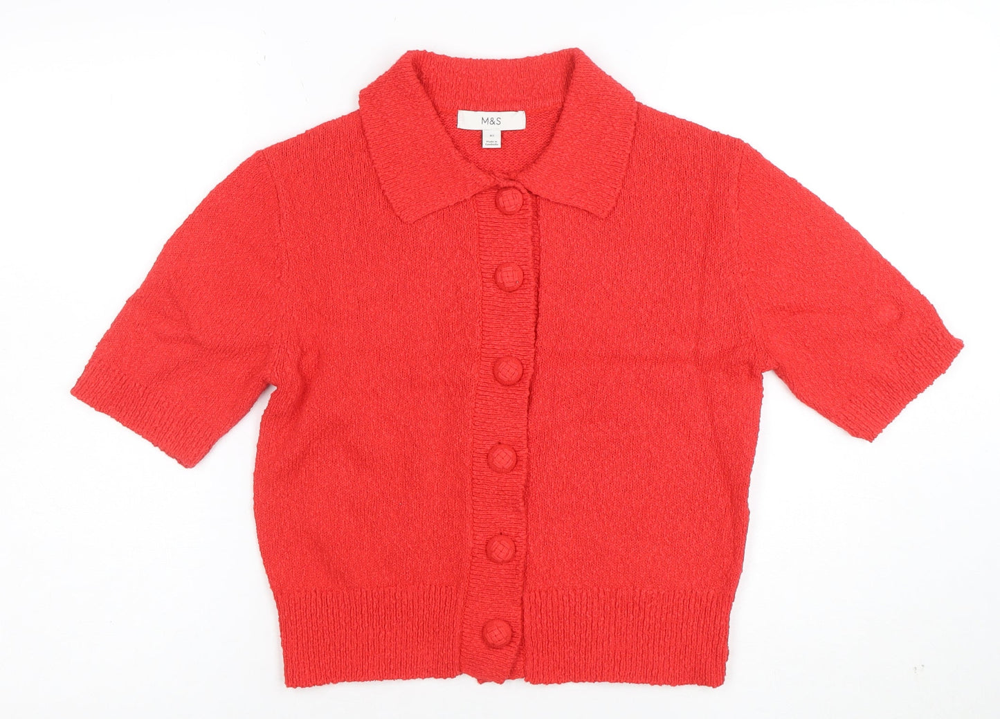 Marks and Spencer Women’s Red Collared Button Cardigan XS
