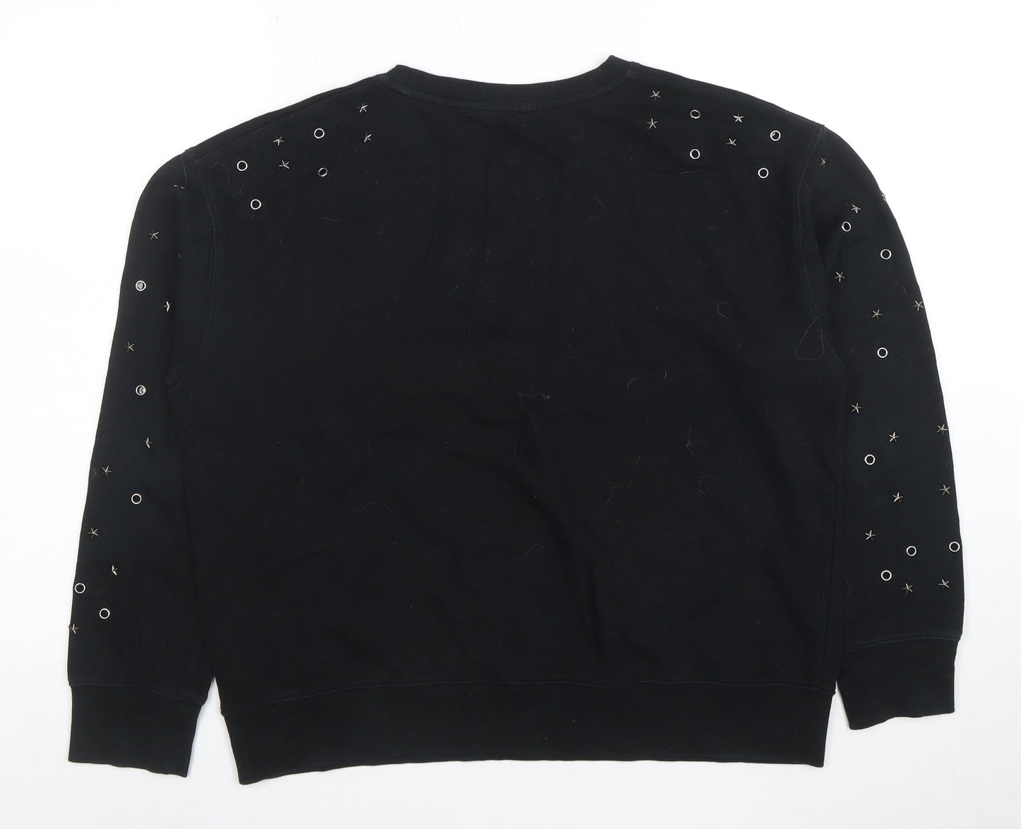 Hush Womens Black Studded Relaxed Pullover Sweatshirt Size L