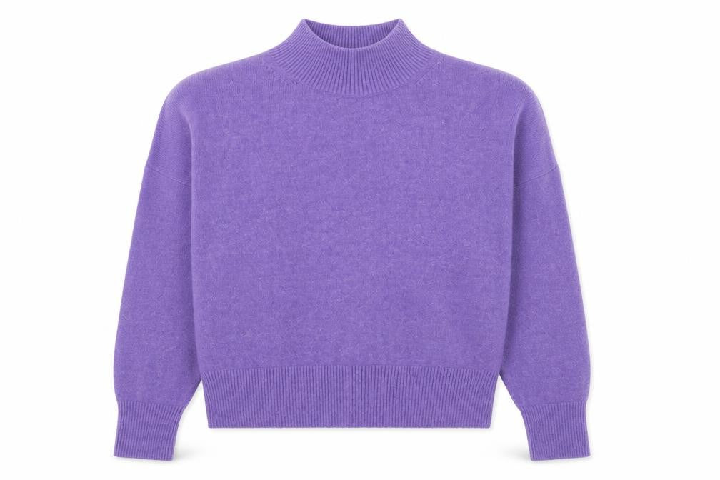 Anders Attelier Women's Purple Mock Neck Wool Blend Jumper S