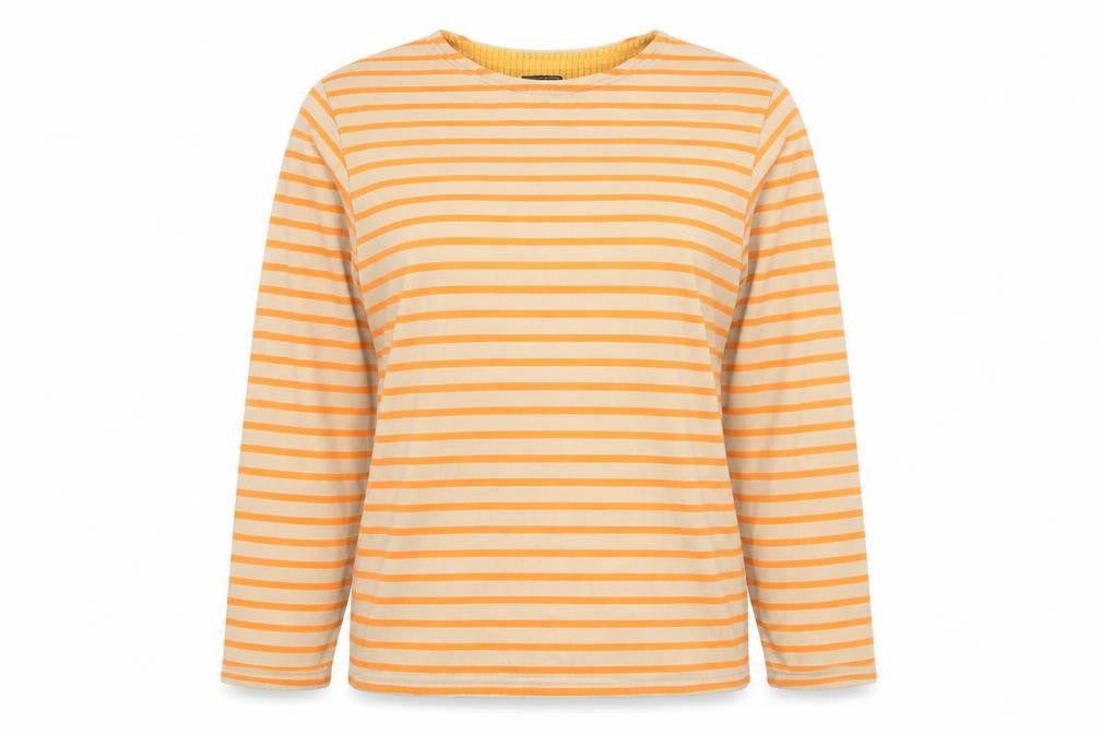 FieldCore Women's Beige Orange Striped Pullover Sweatshirt Size M