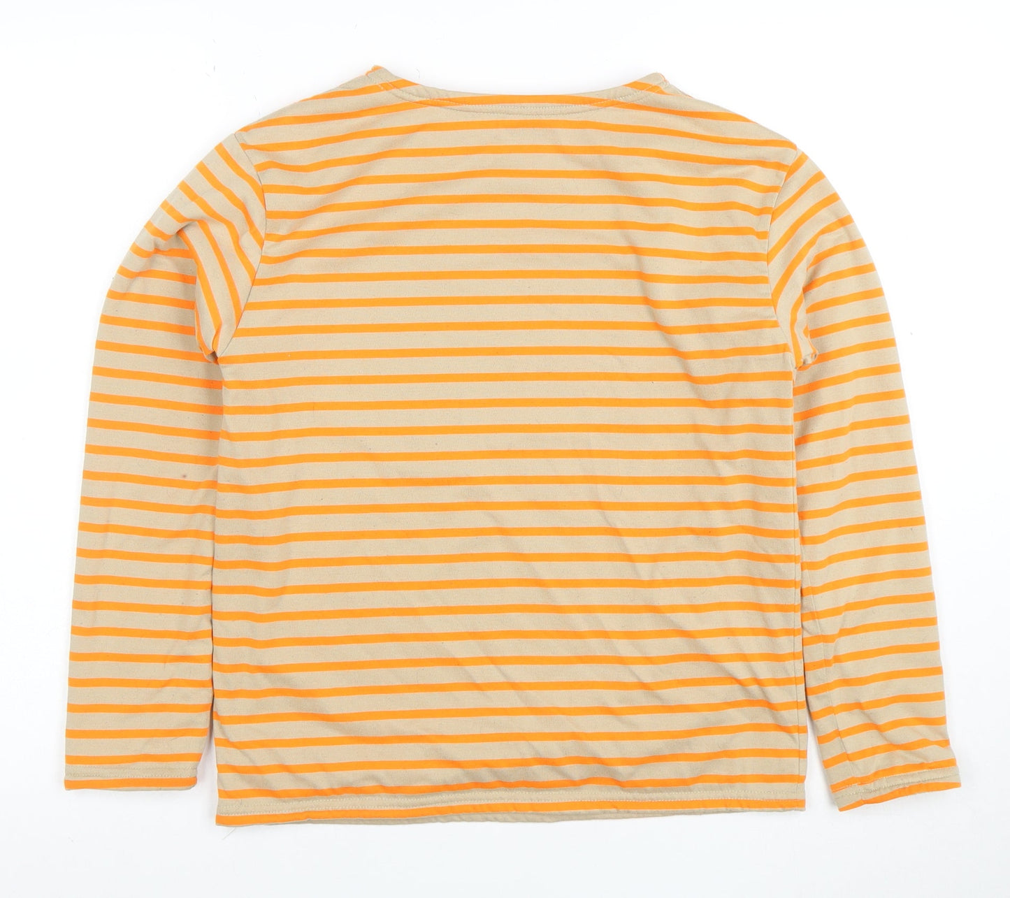 FieldCore Women's Beige Orange Striped Pullover Sweatshirt Size M