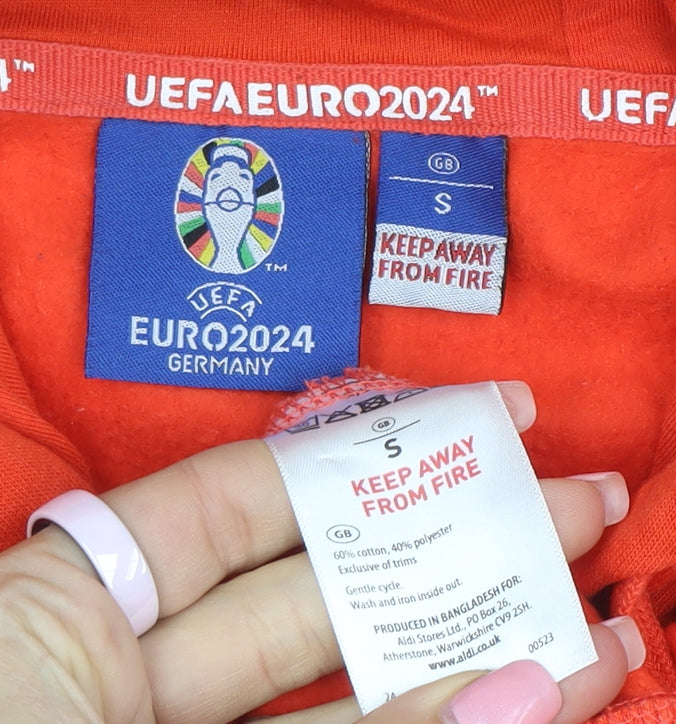 UEFA Euro 2024 England Men's Red Hoodie Small Cotton Blend Pullover