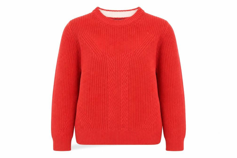 Marks and Spencer Women’s Red Cotton Chunky Knit Jumper Size M