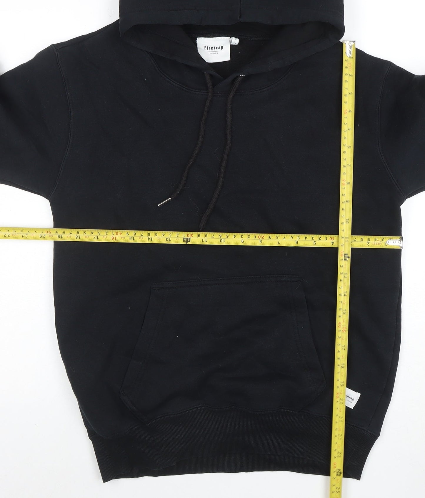 Firetrap Men's Black Pullover Hoodie Size M Fleece Cotton Blend