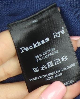 Peckham Rye Women’s Blue Cotton Cashmere Crew Neck Jumper L
