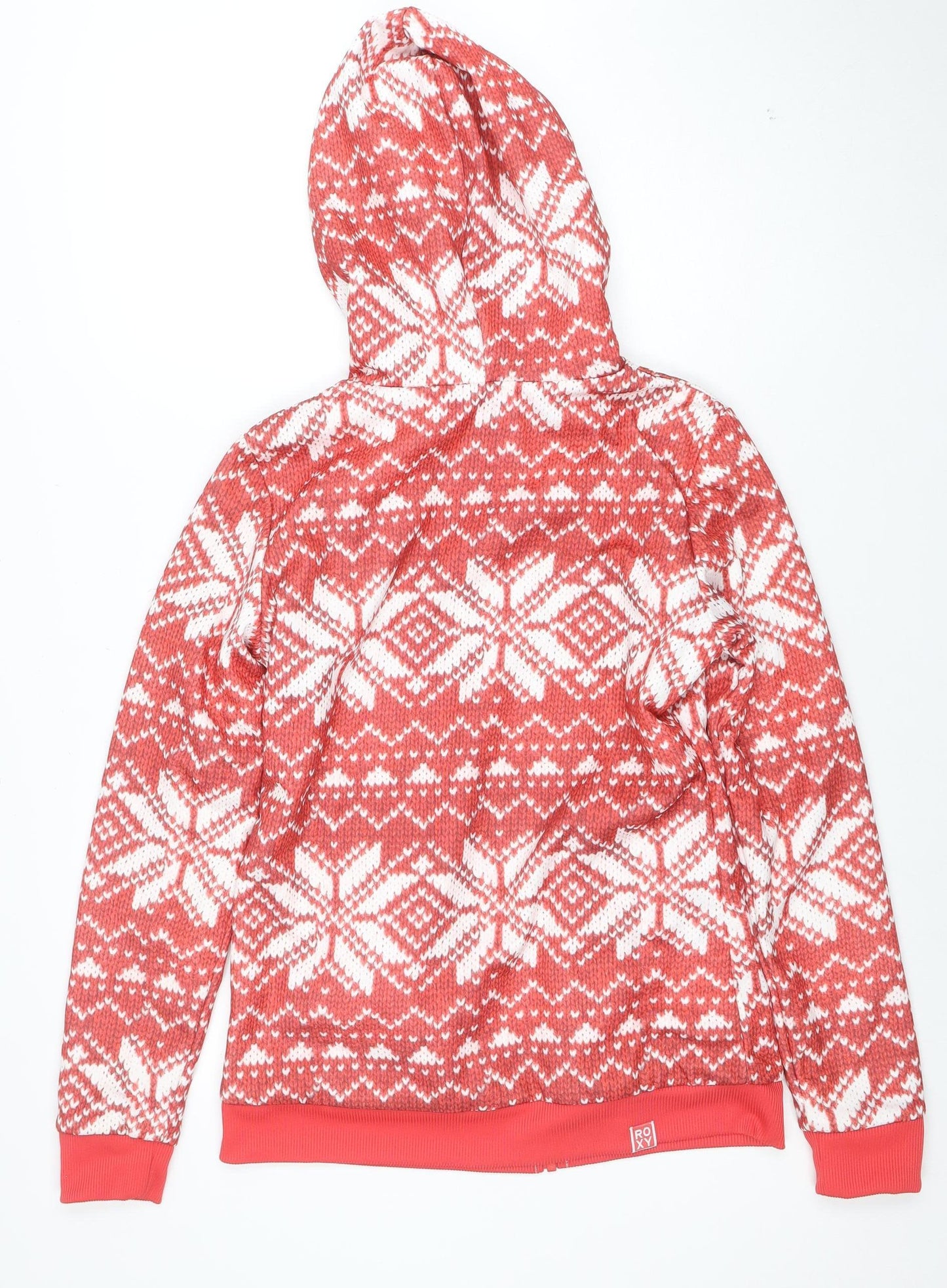Roxy Womens Red White Fair Isle Full Zip Hoodie Medium