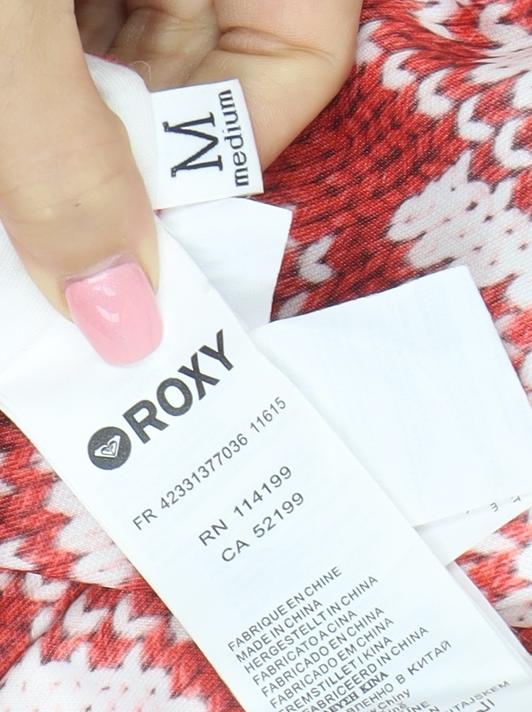 Roxy Womens Red White Fair Isle Full Zip Hoodie Medium