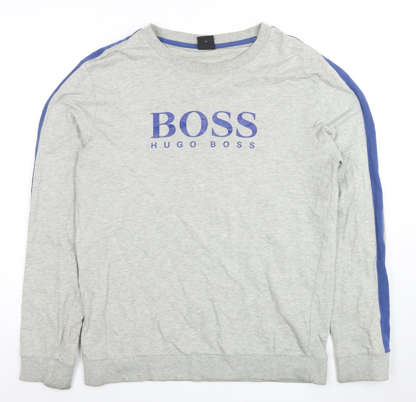 Hugo Boss Men's Grey Blue Stripe Crew Neck Sweatshirt Size M