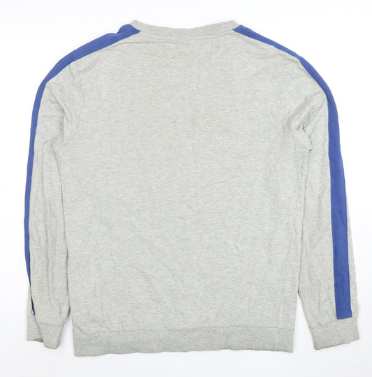 Hugo Boss Men's Grey Blue Stripe Crew Neck Sweatshirt Size M